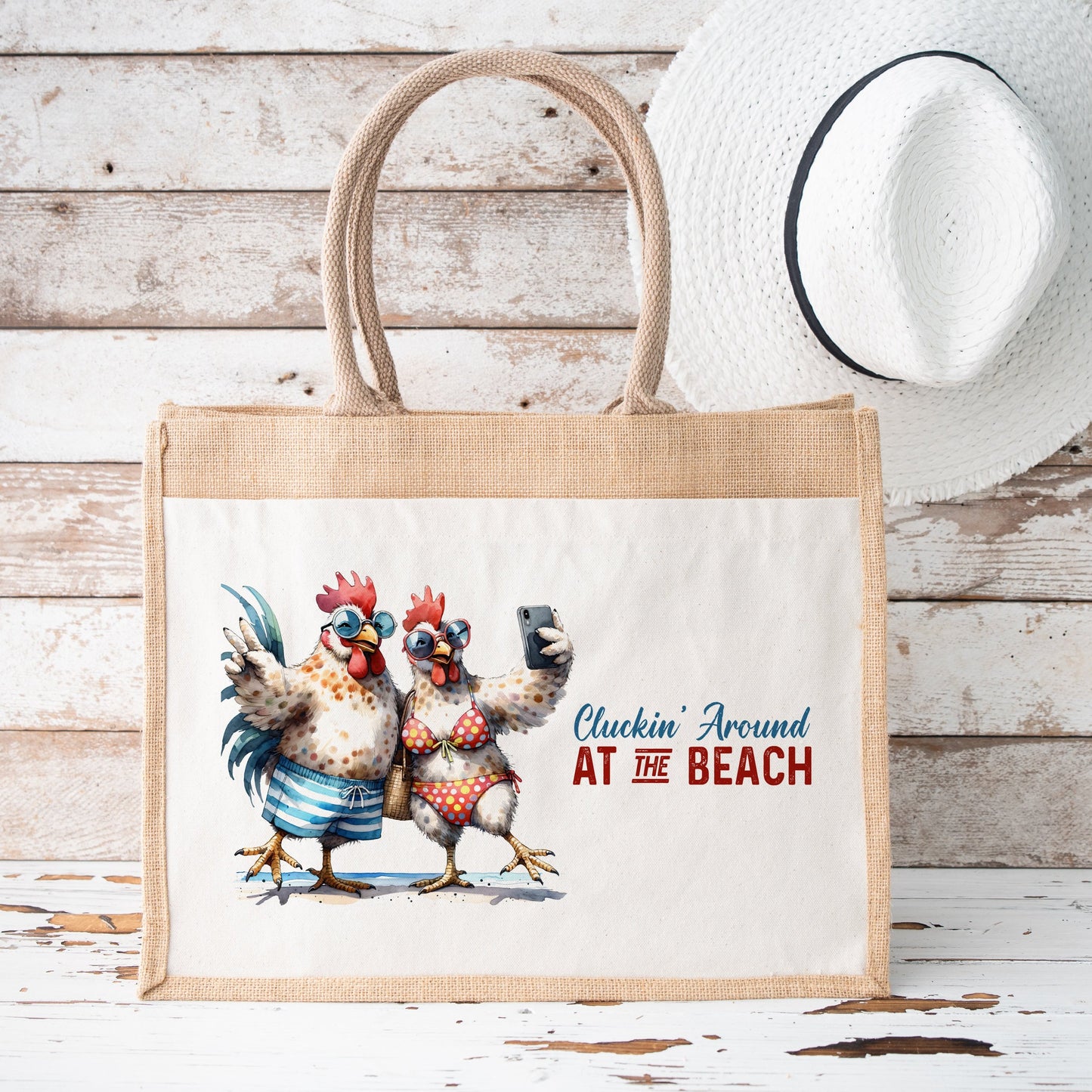 Beach Bag Funny Quote Chickens Selfie