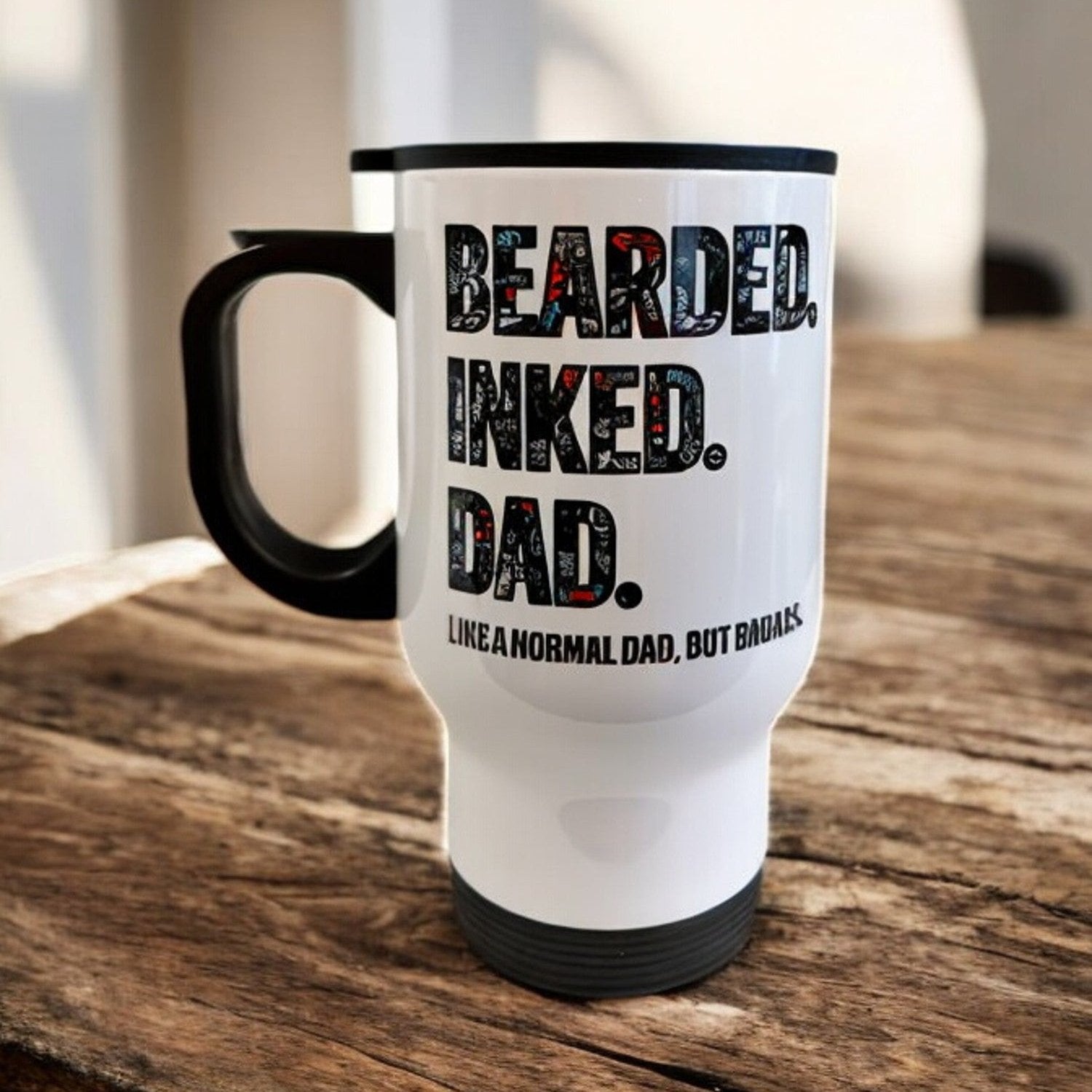 Personalised Tattoo Inked Dad Travel Mug