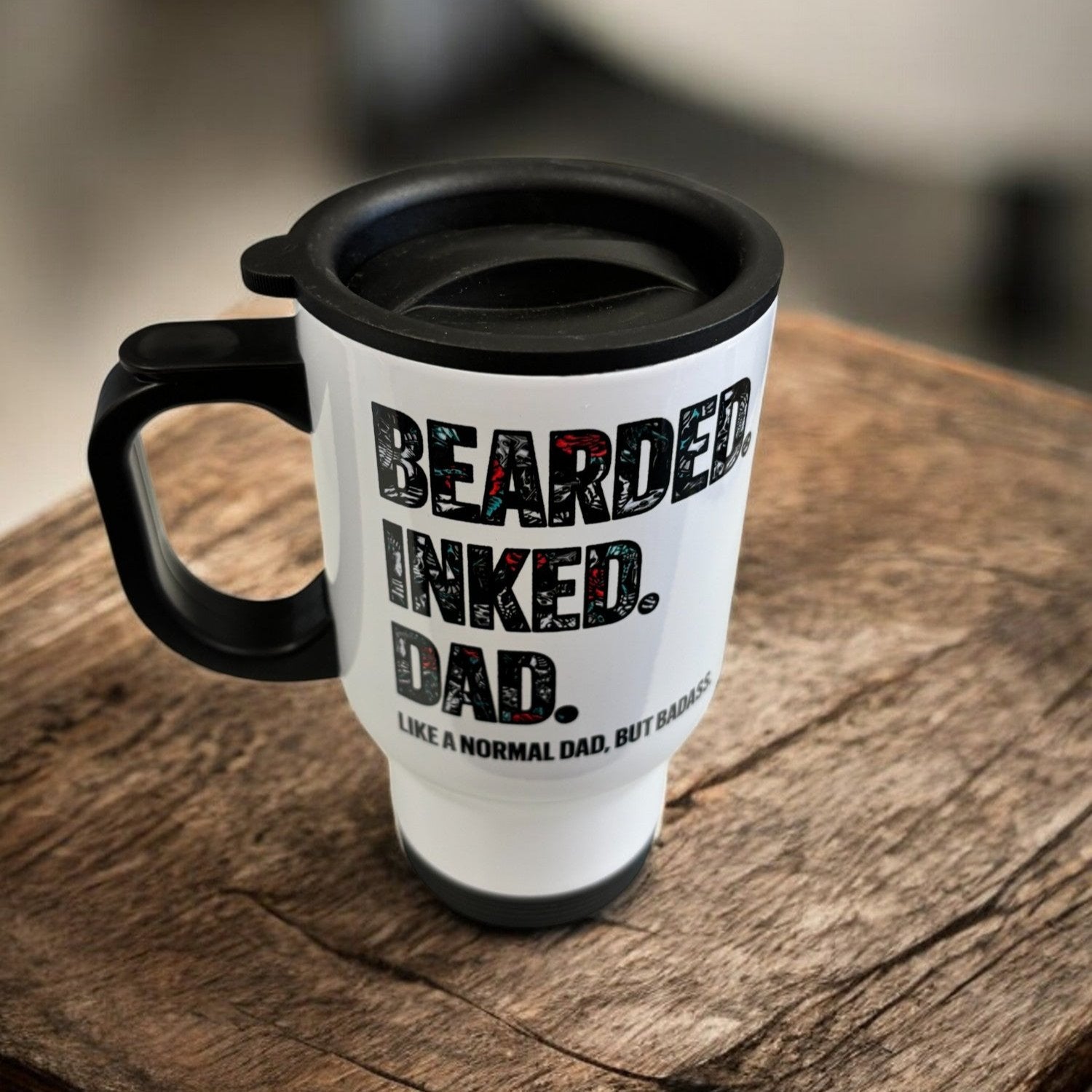 Personalised Tattoo Inked Dad Travel Mug