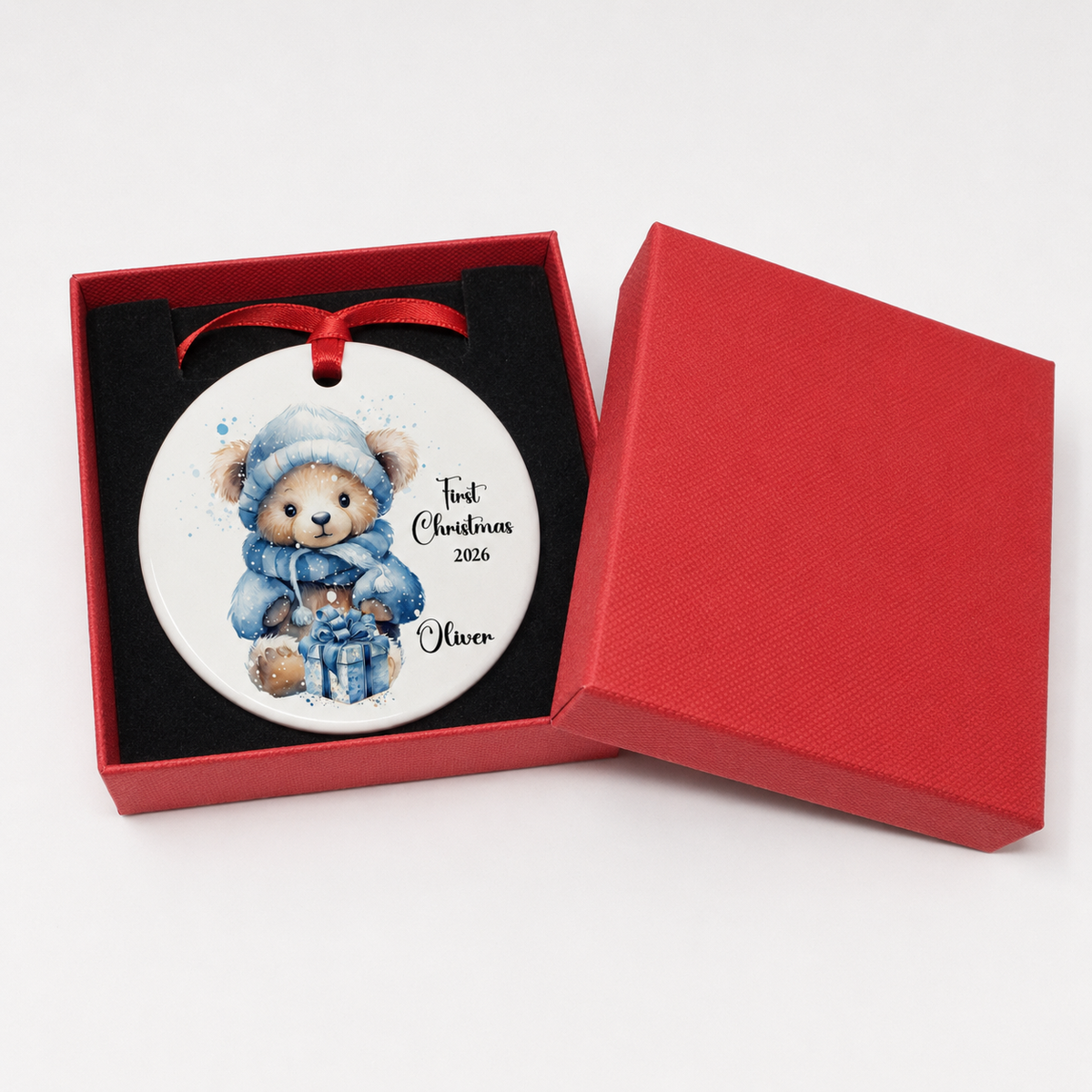 Baby Boy First Christmas Ceramic Bauble