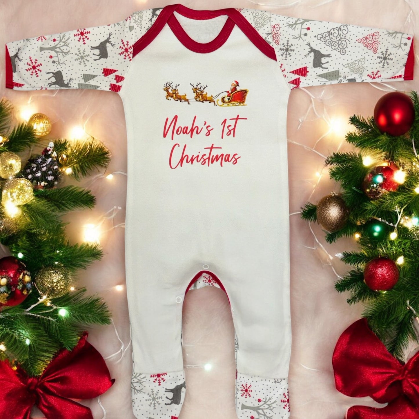 Personalised 1st Christmas Baby Romper