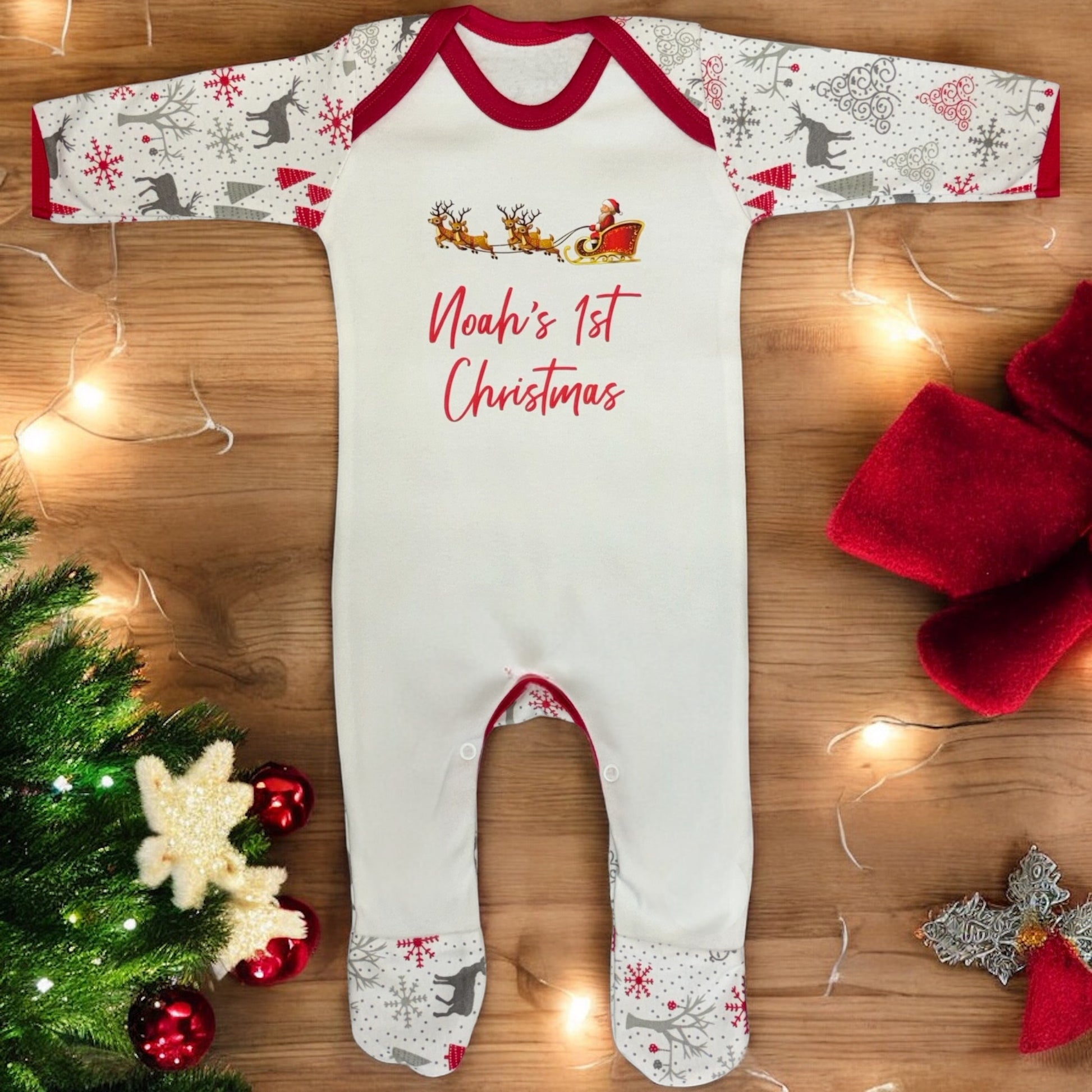 Personalised 1st Christmas Baby Romper
