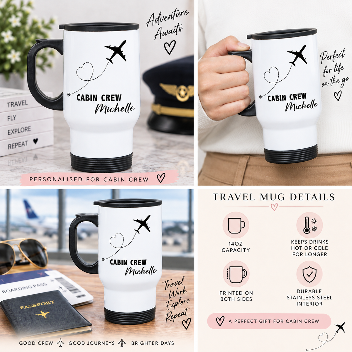 Cabin Crew travel mug details