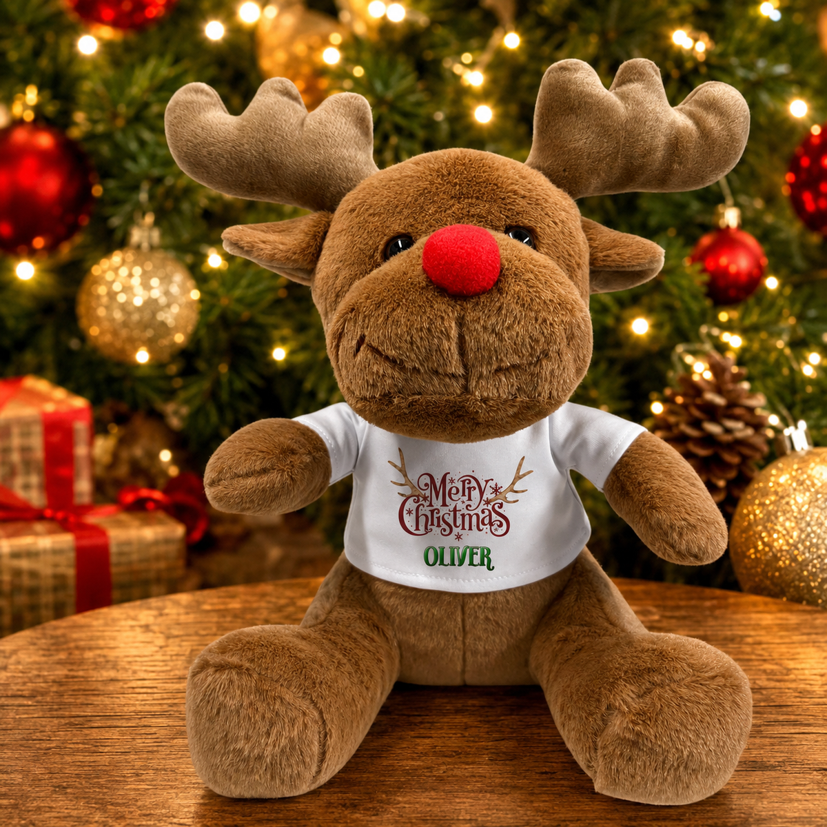Personalised Christmas reindeer soft toy