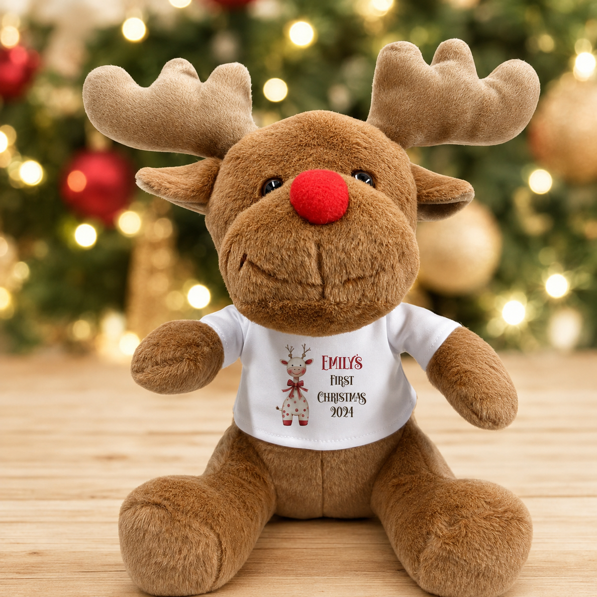 Personalised First Christmas Reindeer Soft Toy