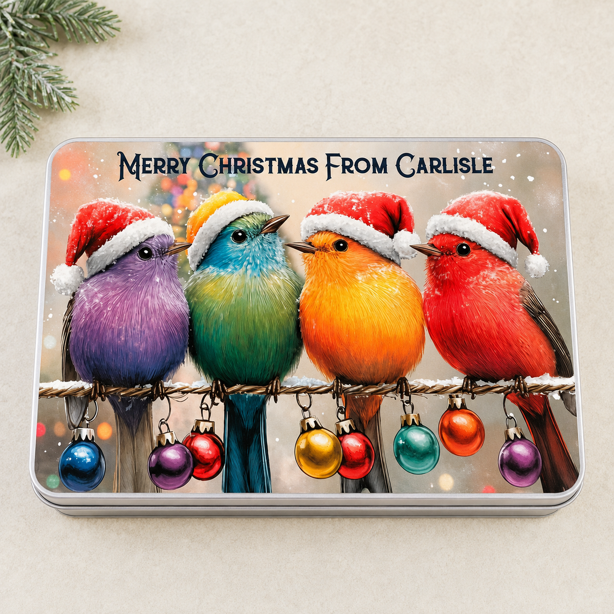 Personalised Christmas treat tin town city or family