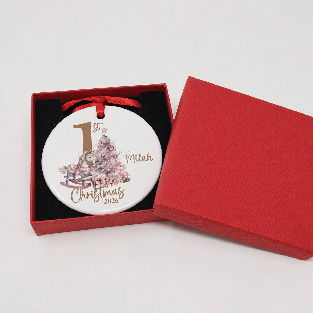 Personalised First Christmas Rabbit Bauble