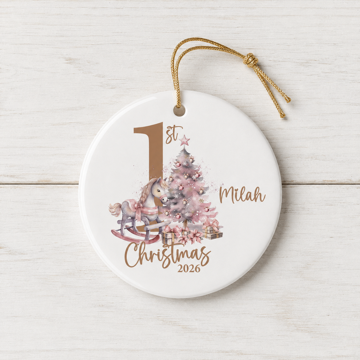 Personalised First Christmas Rabbit Bauble