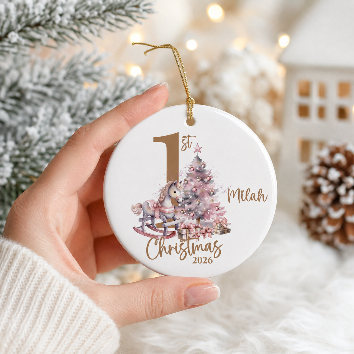 Personalised First Christmas Rabbit Bauble