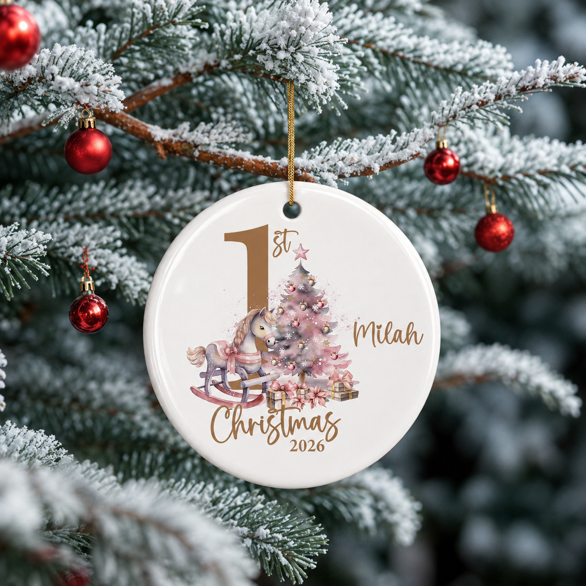 Personalised First Christmas Rabbit Bauble