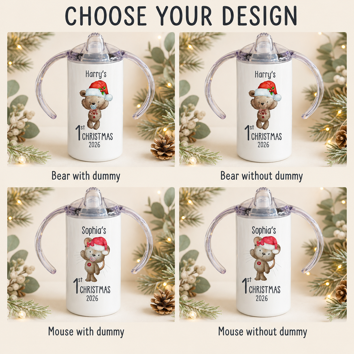 Personalised Baby’s First Christmas Sippy Cup