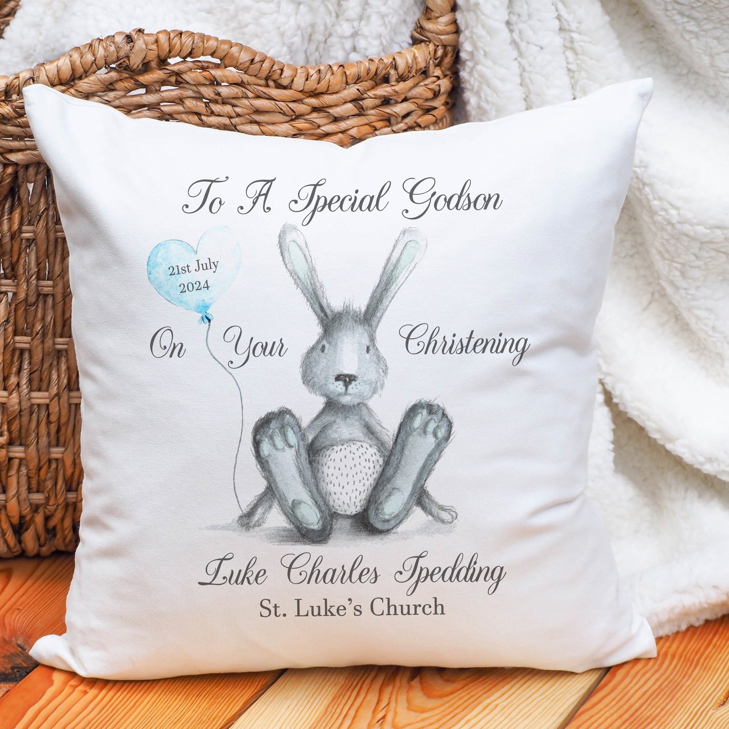 Personalised Godson/Grandson Christening Cushion