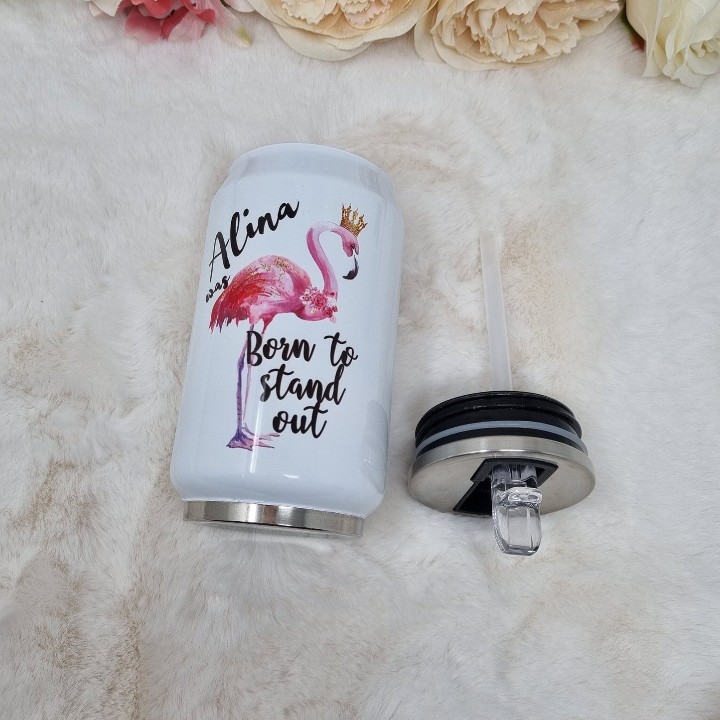 Flamingo Bottle, Coke Can Bottle, Born To Stand Out, Personalised Water Bottle