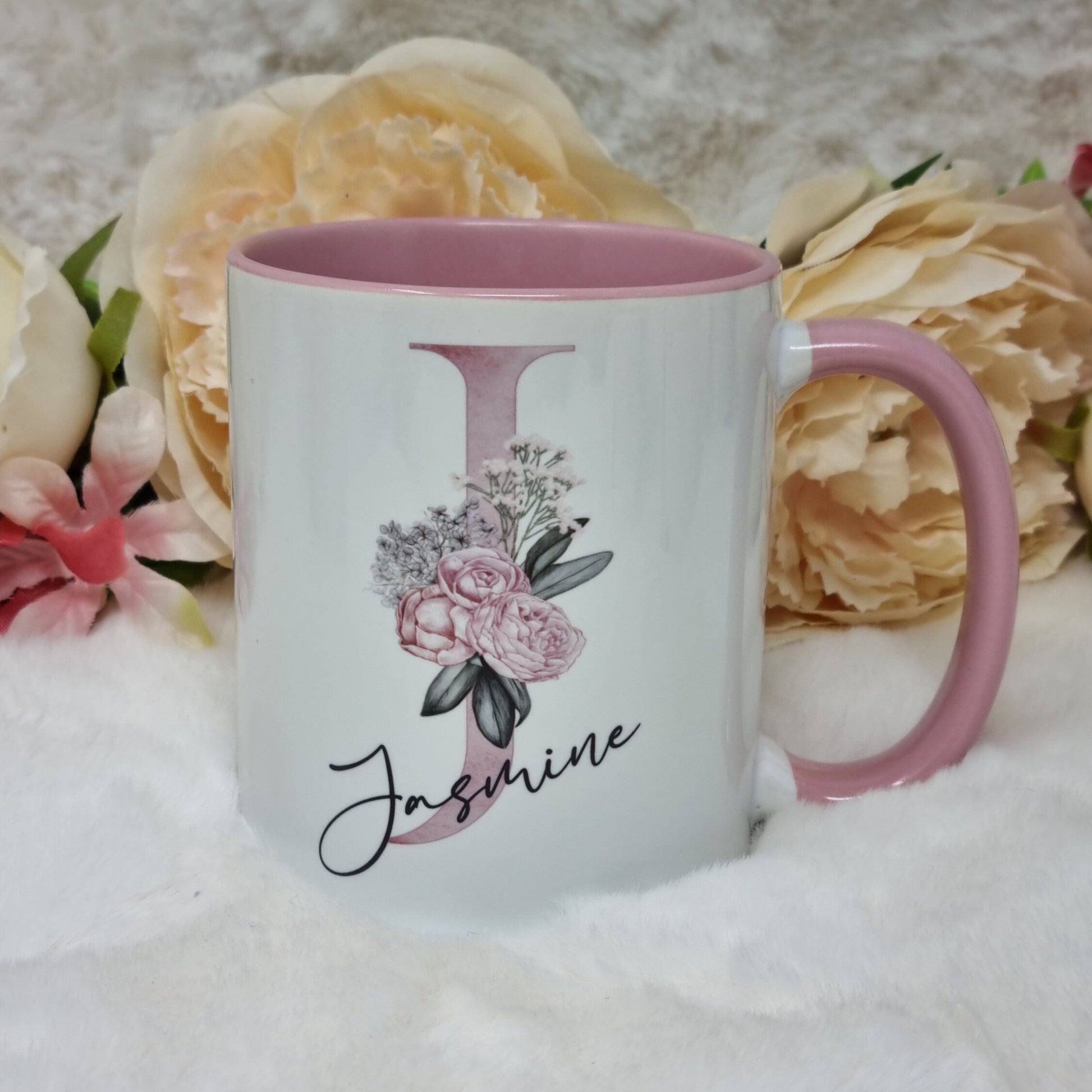 Personalised Floral Initial Mug