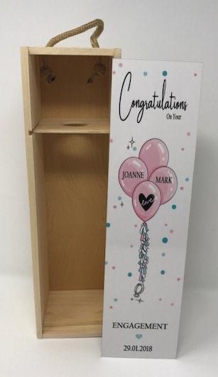 Engagement Wine Box, Wooden Wine Box, Engagement Gift Keepsake