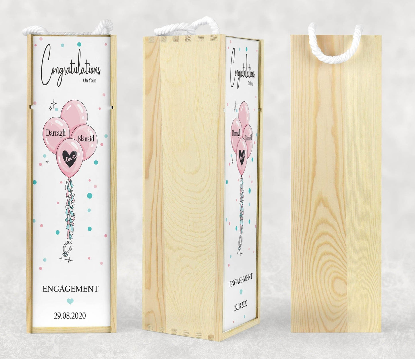 Engagement Wine Box, Wooden Wine Box, Engagement Gift Keepsake