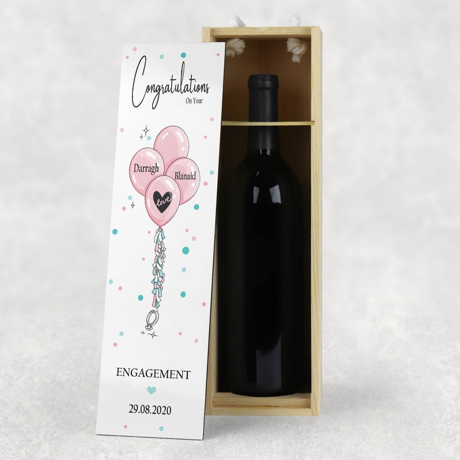 Wooden Engagement Wine Box