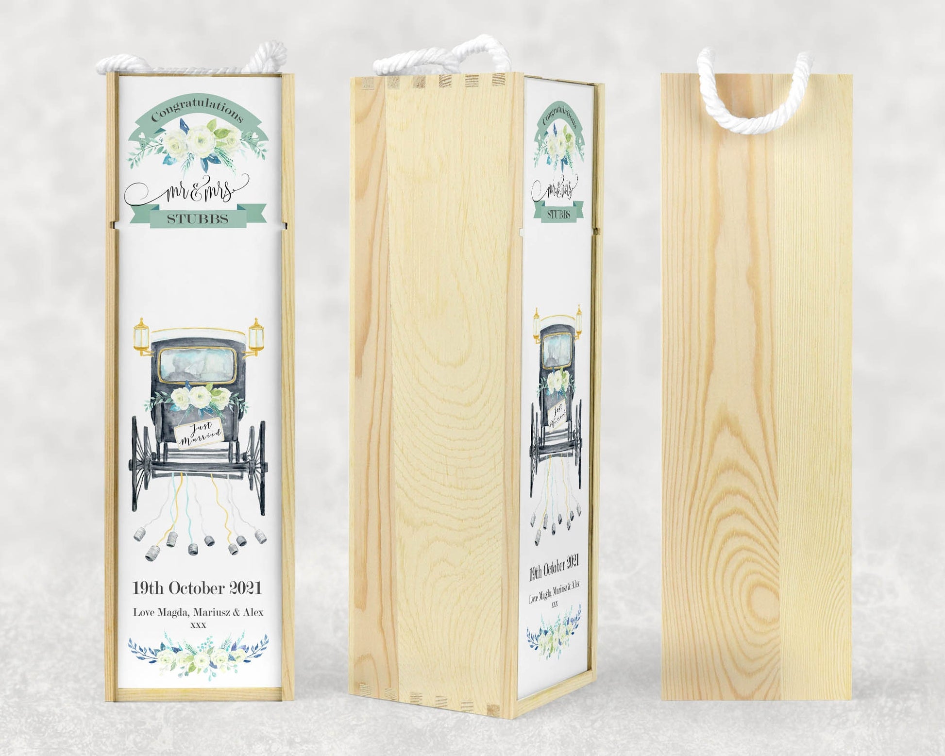 Personalised Wedding Carriage Wine Box
