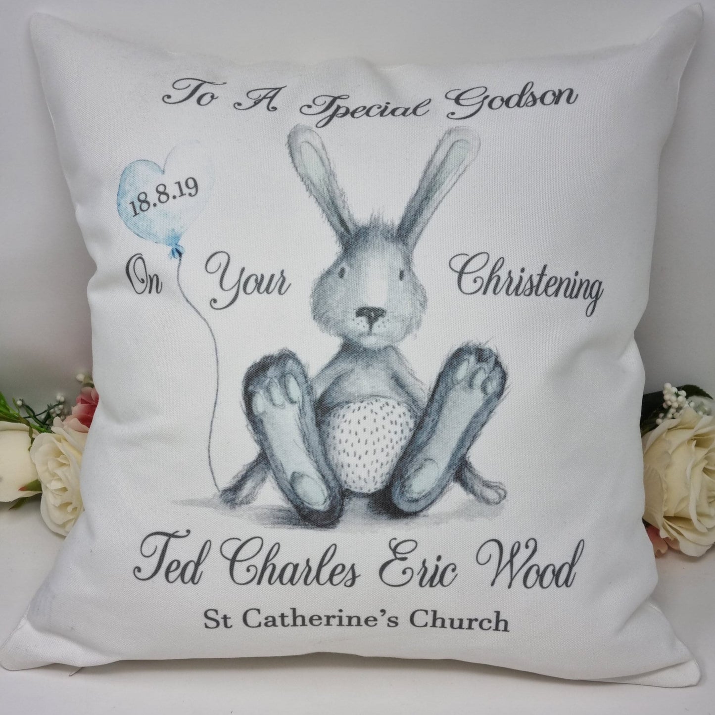 Personalised Godson/Grandson Christening Cushion, Godson/Grandson Gift, Christening Keepsake