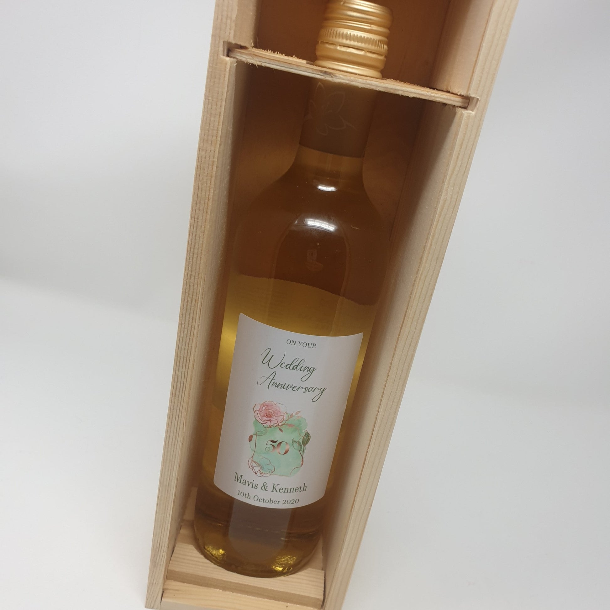 Personalised Pink Gin Wooden Wine Box