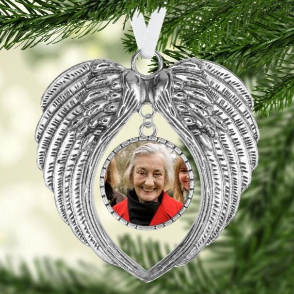 Memorial Angel Wings Hanging Decoration, Loving Memory Decoration, Photo Memorial, Christmas Memorial, Christmas Bauble, Memory Bauble,