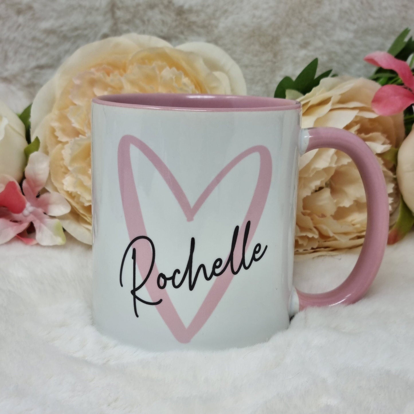 Personalised Name Mug, Personalised Pink Mug, Gift For Her, Heart Mug