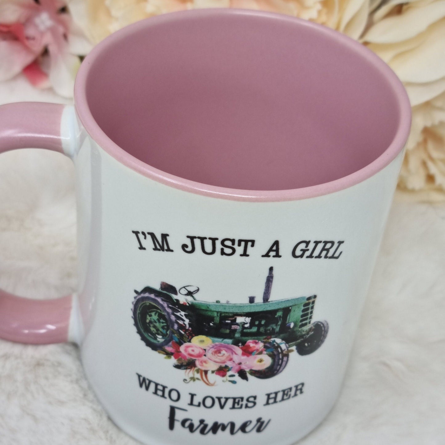 Personalised Farmers Girl Mug, Pink Farm Mug, Farmers Wife Gift