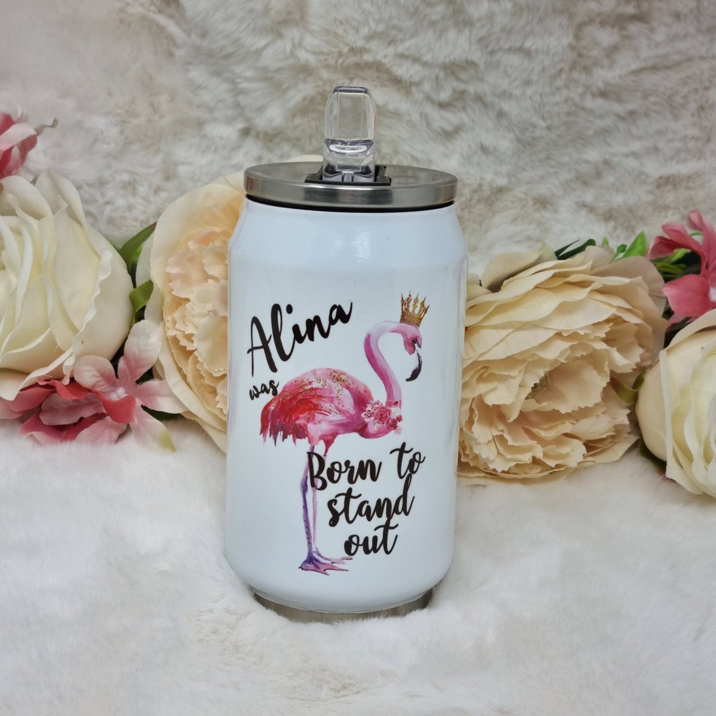 Flamingo Bottle, Coke Can Bottle, Born To Stand Out, Personalised Water Bottle