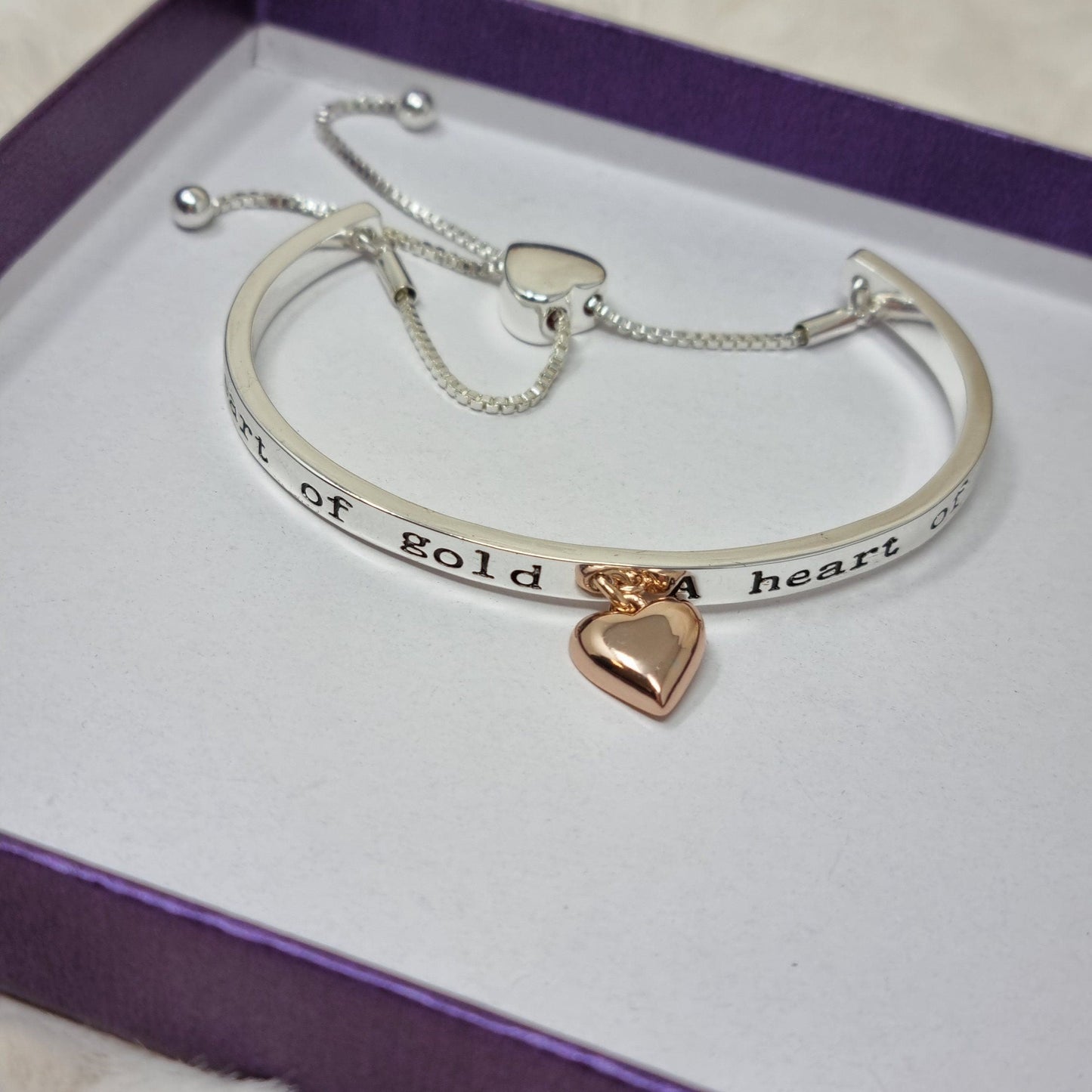 A Heart Of Gold Bracelet, Silver Plated Bracelet, Mother's Day Gift, Friendship Bracelet, Gift For Her
