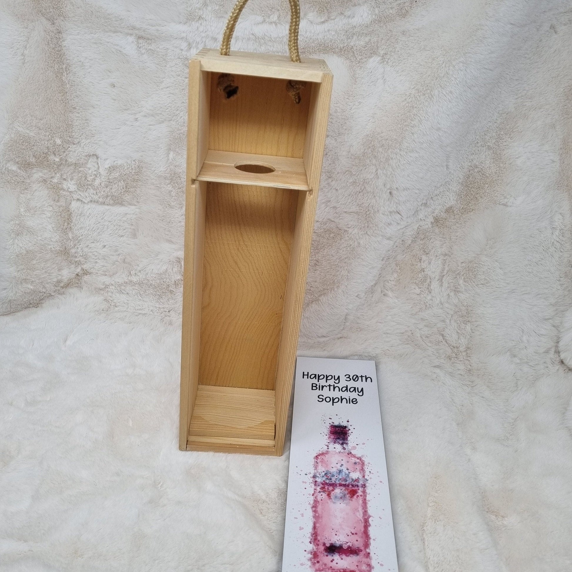 Personalised Pink Gin Wooden Wine Box