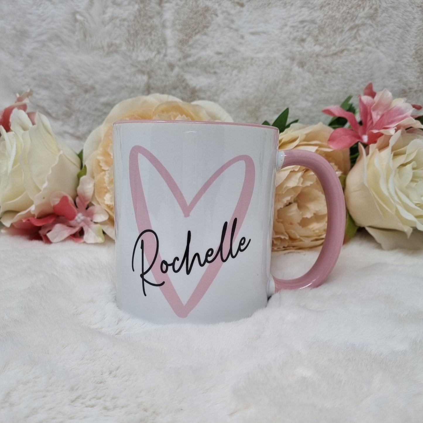 Personalised Name Mug, Personalised Pink Mug, Gift For Her, Heart Mug