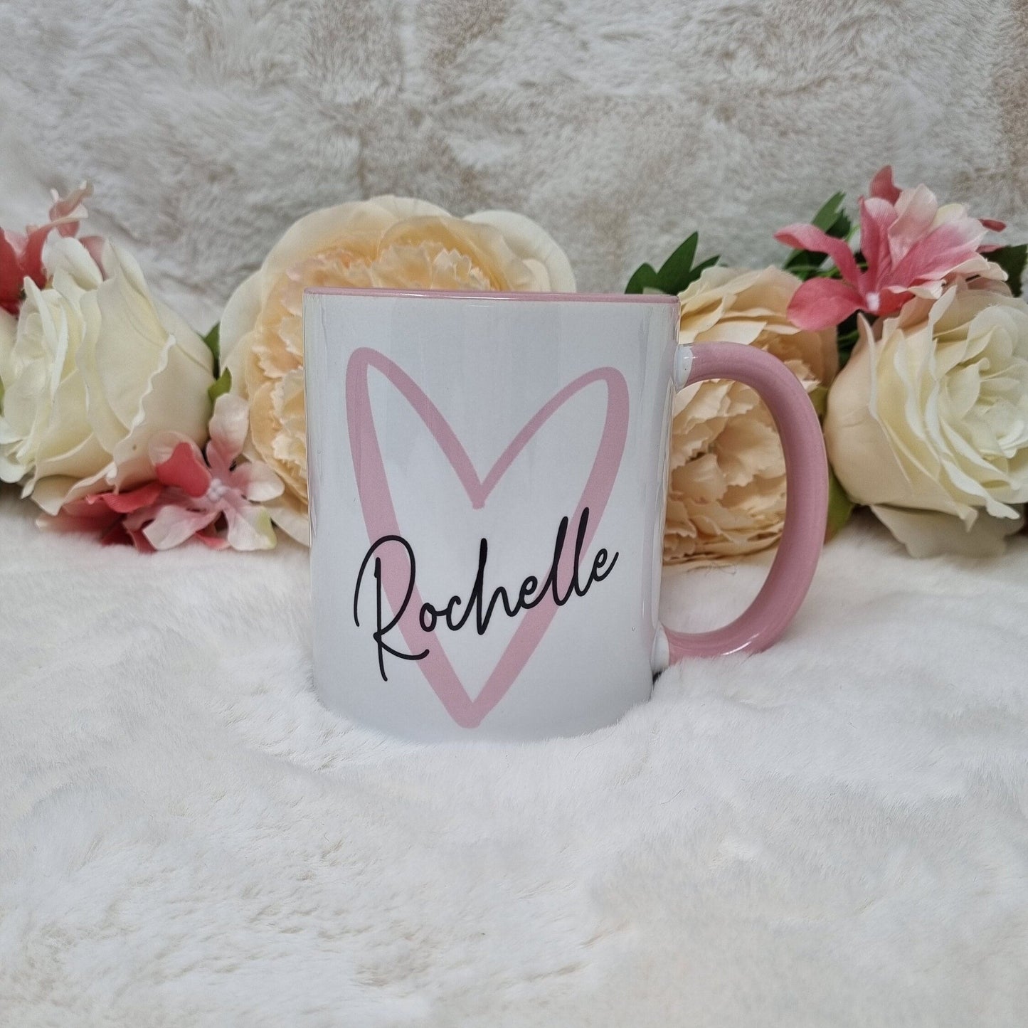 Personalised Name Mug, Personalised Pink Mug, Gift For Her, Heart Mug