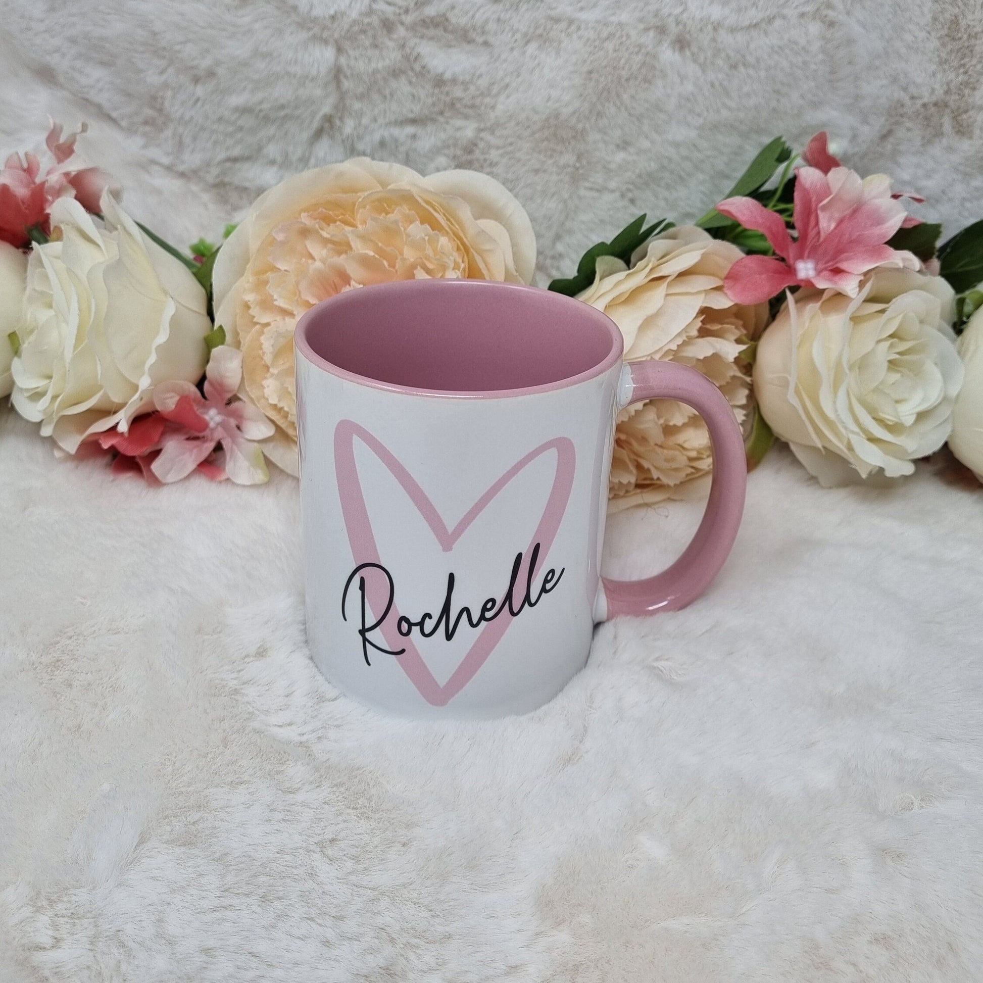 Personalised Heart Name Pink Mug