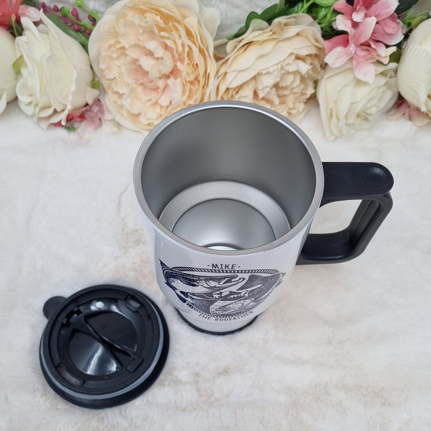 Personalised Fishing Travel Mug, Fisherman Gift, Fishing Gift, Travel Mug Fishing, Grandad/ Uncle,/Brother/ Dad fishing gift