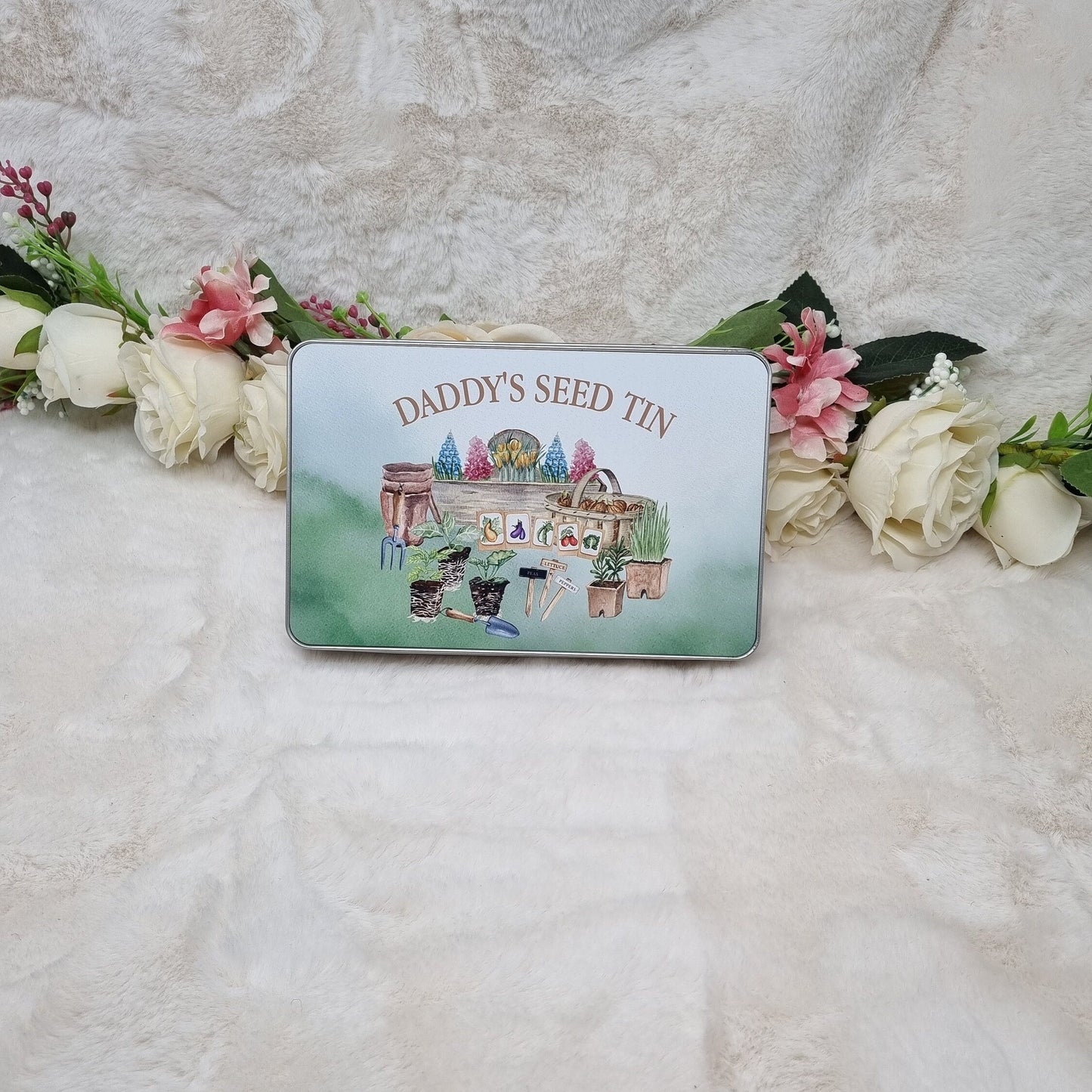 Personalised Storage Seed Tin, Gardeners Tin, Grandad's/Dad's Gardener Tin