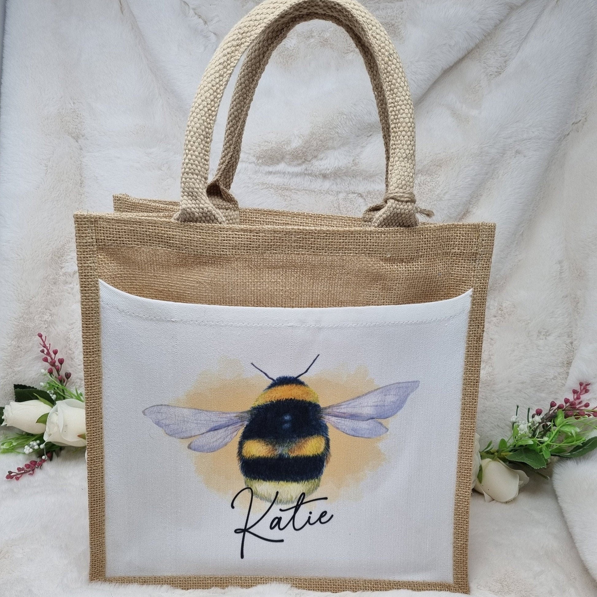 Personalised Bumble Bee Jute Bag
