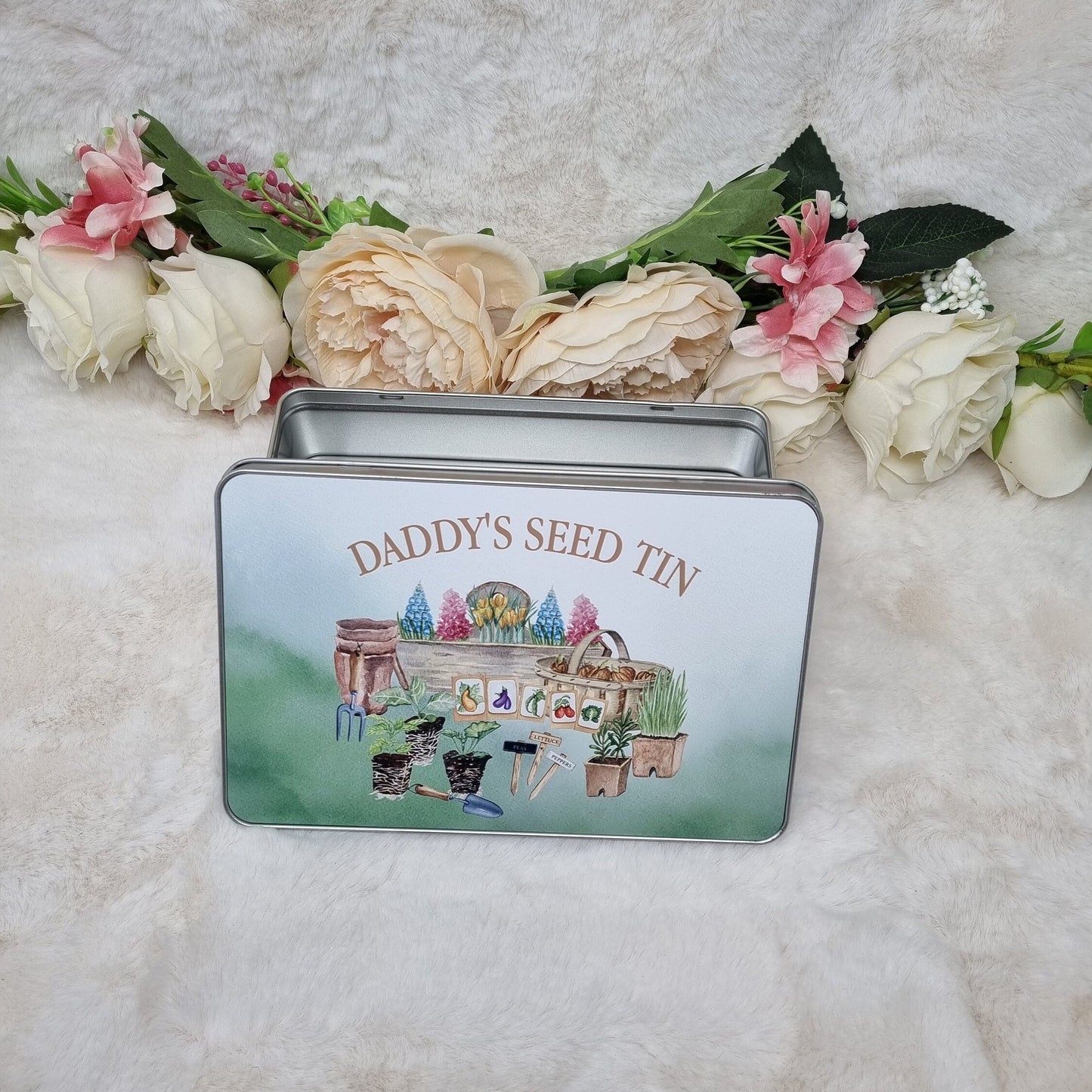 Personalised Storage Seed Tin, Gardeners Tin, Grandad's/Dad's Gardener Tin