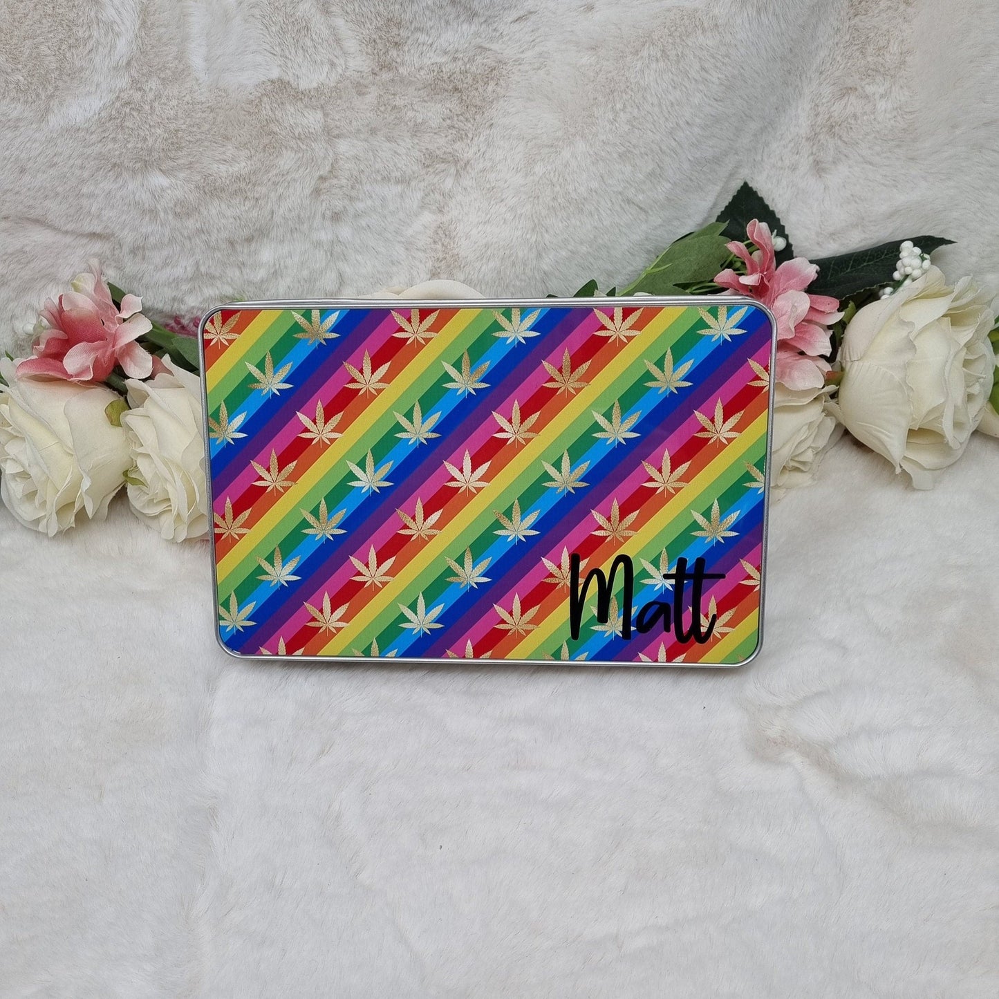 Marijuana Tin, Smokers Tin, Tobacco Leaf Tin, Goodie Tin