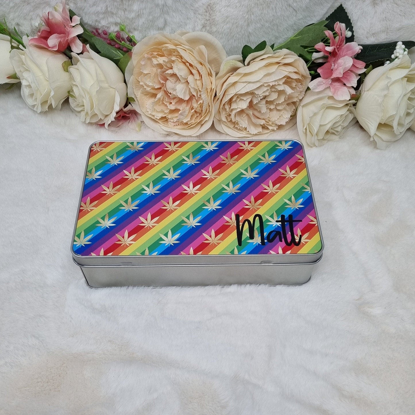 Marijuana Tin, Smokers Tin, Tobacco Leaf Tin, Goodie Tin