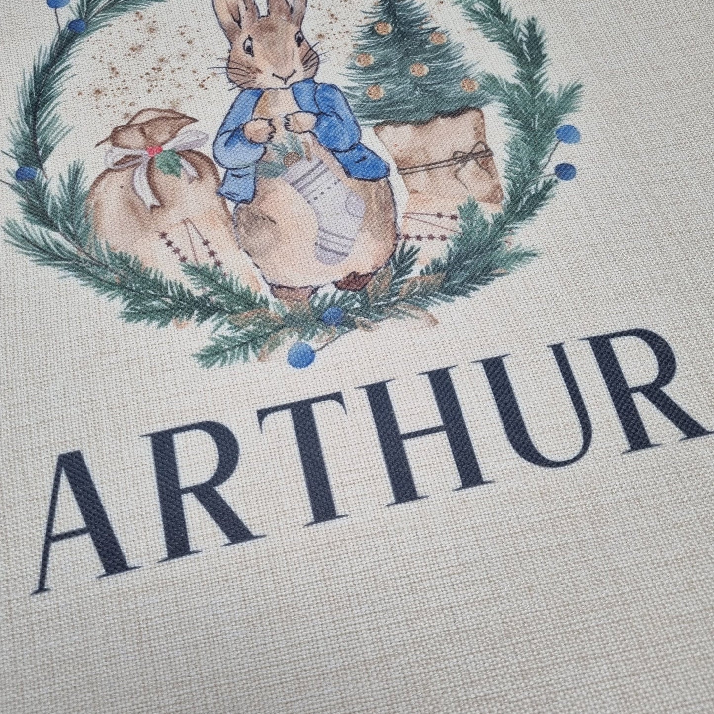 Large Luxury Peter Rabbit Christmas Sack, Christmas Eve Sack, Santa Sack, Initial Sack, Linen Sack, Peter Rabbit