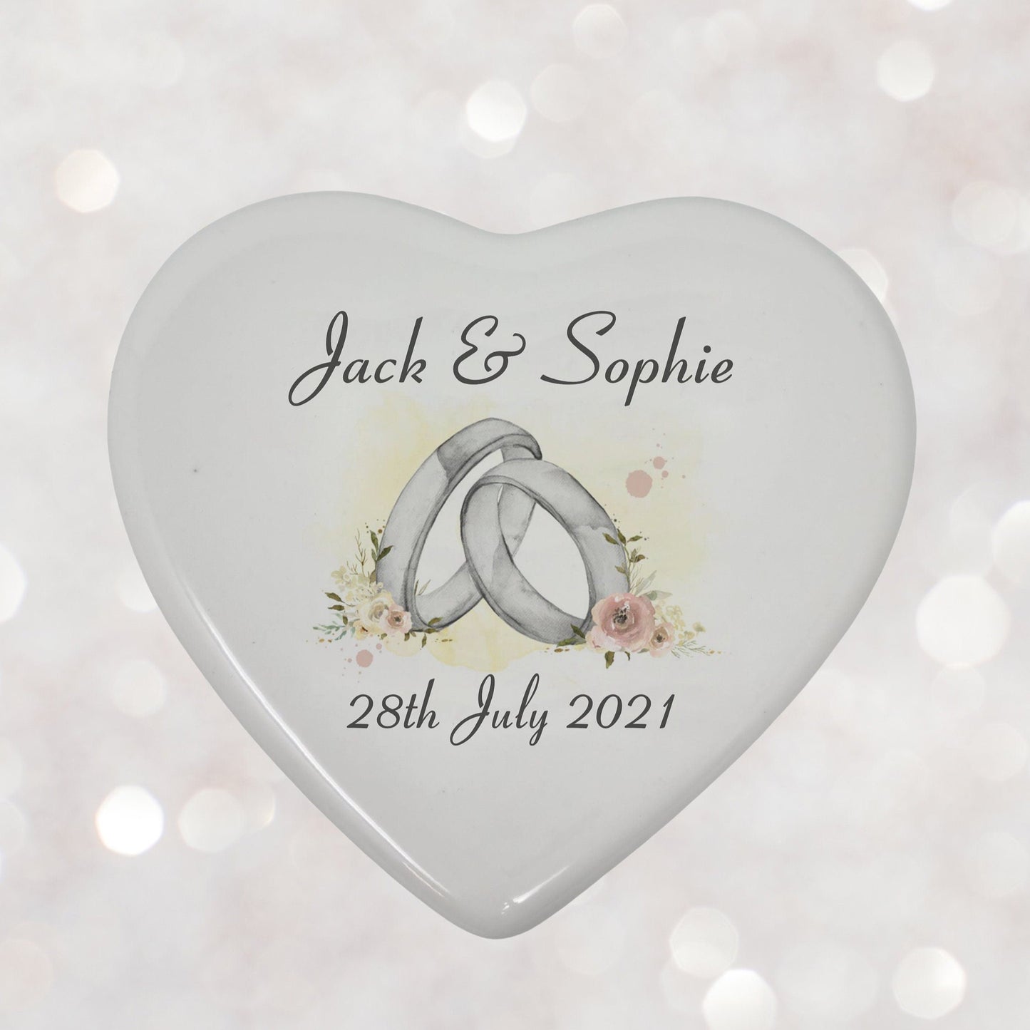 Wedding Heart Ornament, Personalised Wedding Keepsake, Wedding Gift, Mr & Mrs Gift, Wedding Table Decor