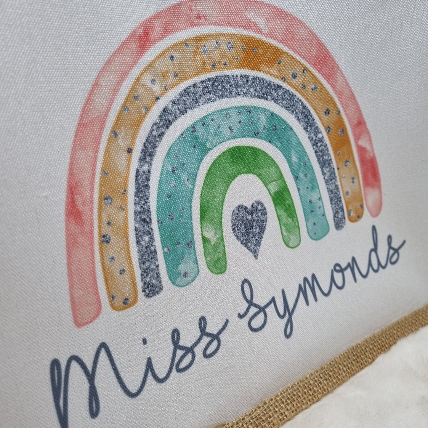 Personalised Jute Bag, Personalised Lunch Bag, Jute Shopper, Work Bag, Uniform Bag, Rainbow Gift