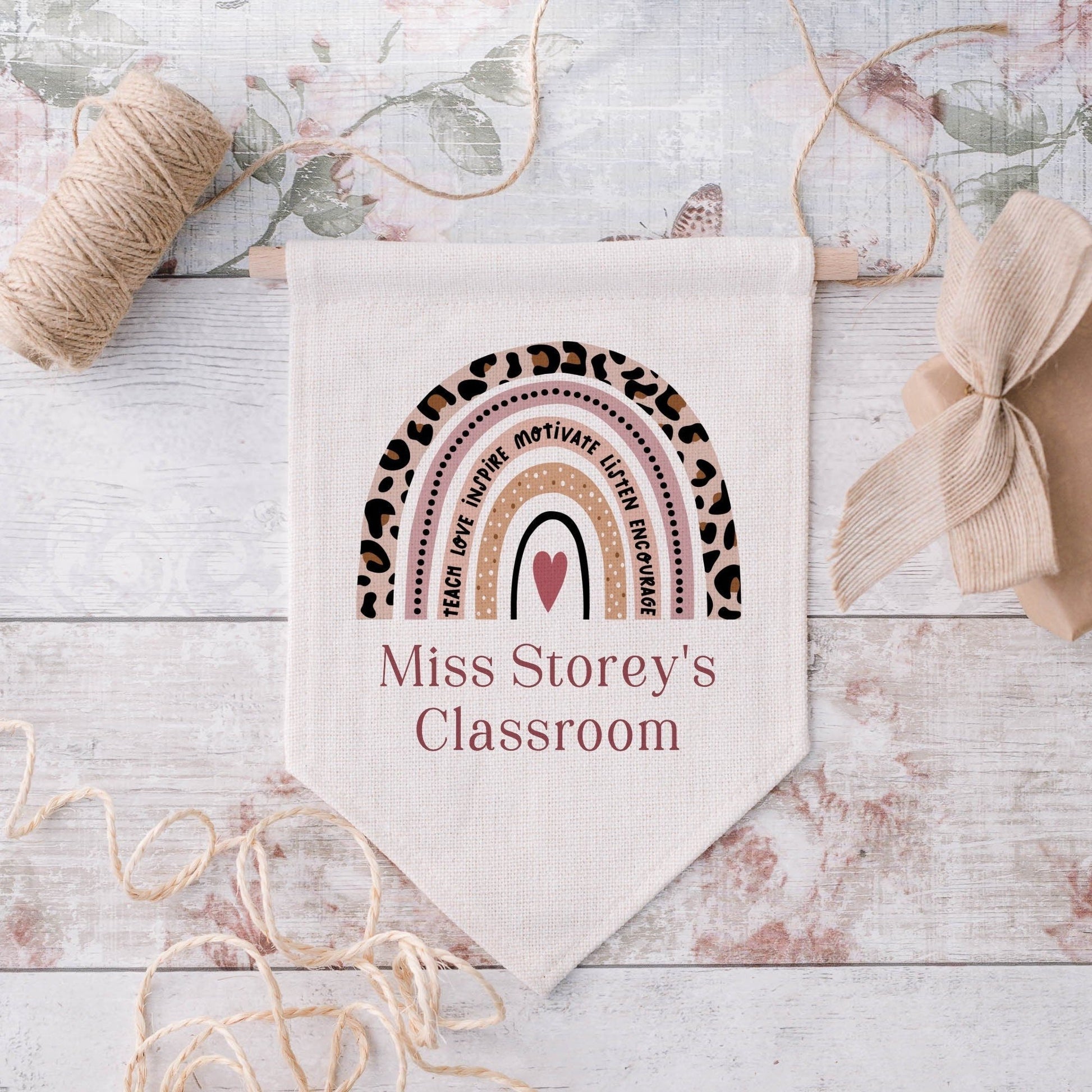 Personalised Teacher Rainbow Hanging Flag