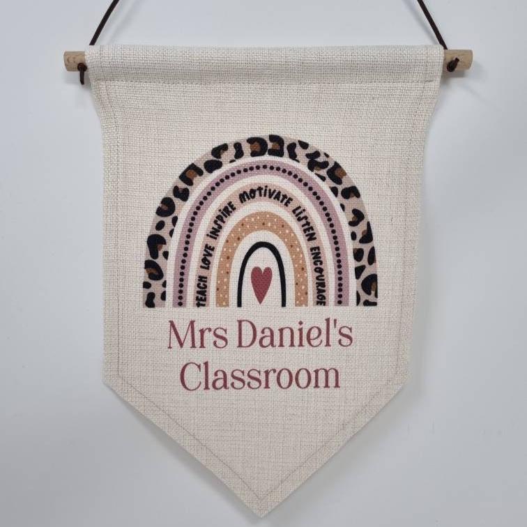 Personalised Teacher Rainbow Hanging Flag