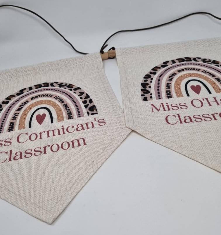 Personalised Teacher Flag, Hanging Pennant, Classroom Decor, Teacher Sign, Classroom Sign, Teacher Gift, Thank You Teacher, End Of Term Gift