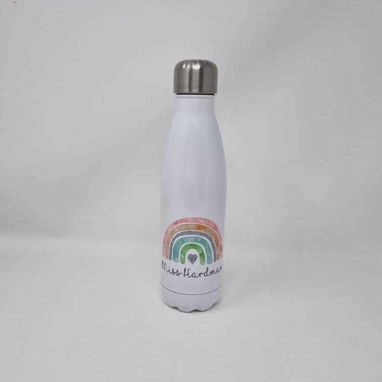 Personalised Water Bottle Rainbow, Bowling Pin Bottle, Water Bottle, Drinks Flask, Drink Bottle, Rainbow Gift, Rainbow Water Bottle