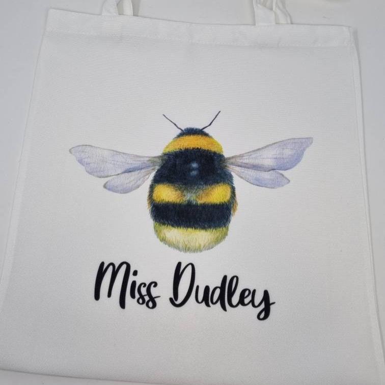 Personalised Bumblebee Tote Bag, Bumblebee Bag, Personalised Bee Gift, Uniform Bag, Bee Shopping Bag