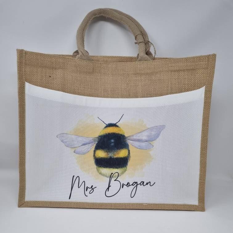 Personalised Bumble Bee Jute Bag