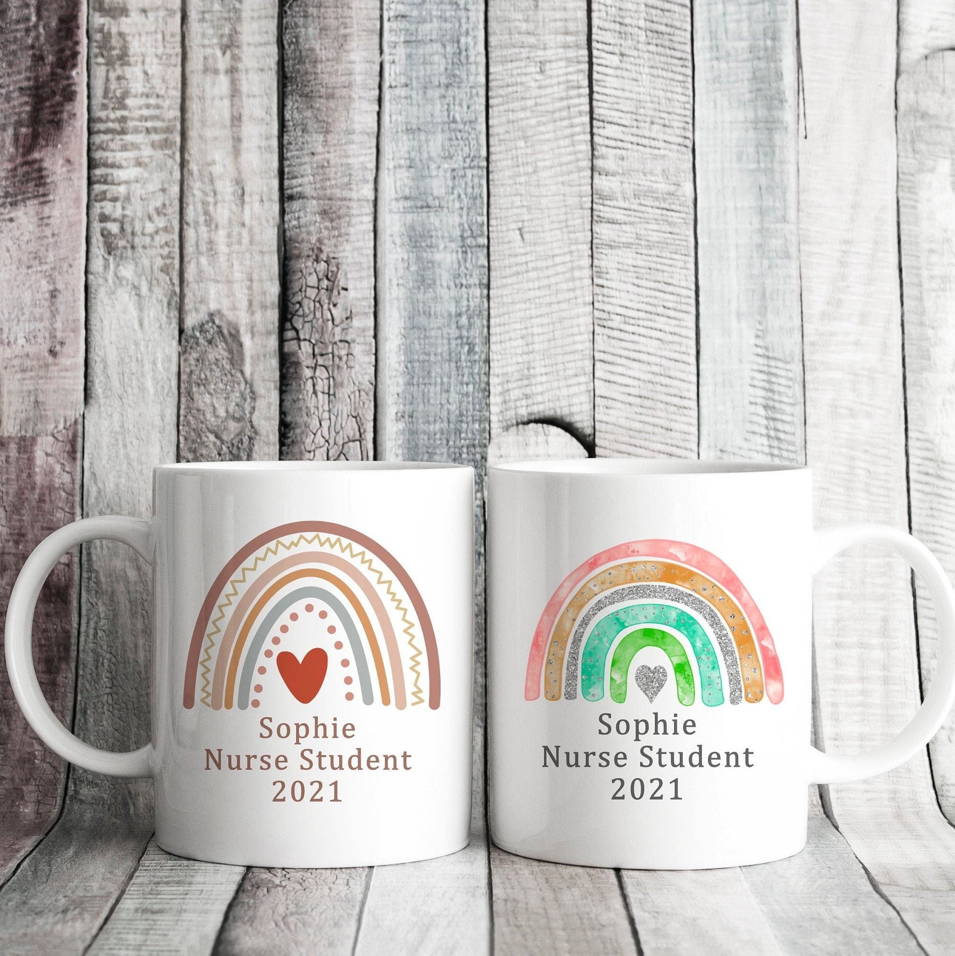 Personalised Rainbow Nurse, Student Nurse Mug