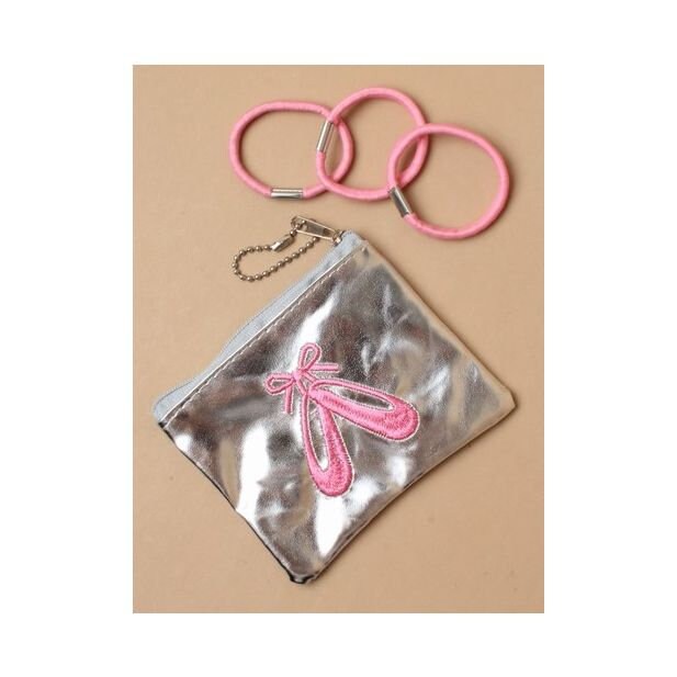 Silver Metallic Ballerina Purse, Ballet Purse, Ballet Hair Bobbles, Little Girl's Purse